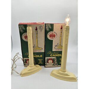Noma Christmas Candle Vintage Holiday Window Decoration Plastic Light Lot of 2